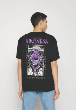 YOURTURN DRAGON GRAPHIC TEE UNISEX - T-shirt Z Nadrukiem - Black