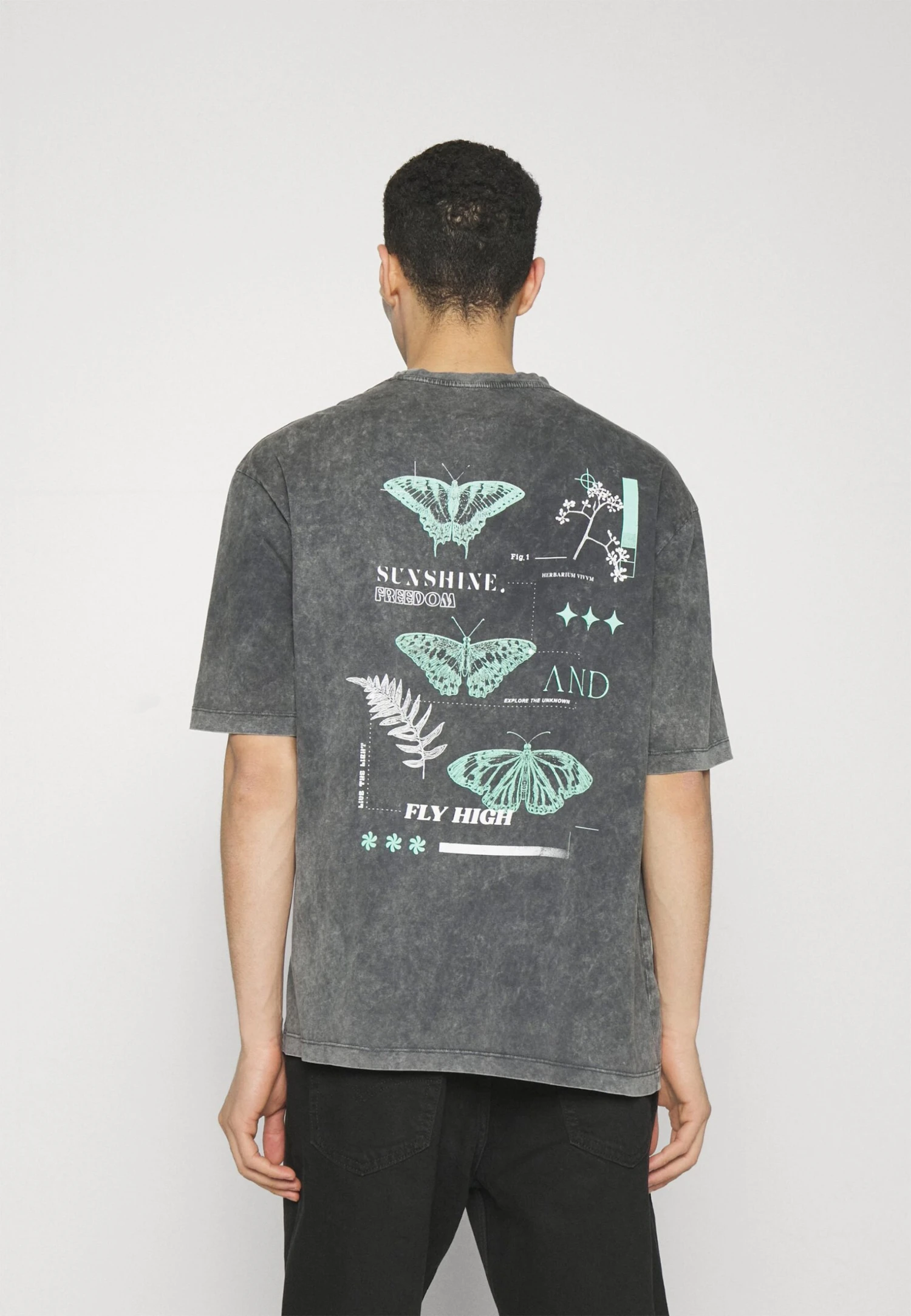 YOURTURN UNISEX - T-shirt Z Nadrukiem - Mottled Black 1 YOURTURN UNISEX - T-shirt Z Nadrukiem - Mottled Black