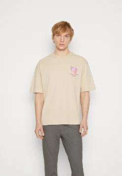 YOURTURN GRAPHIC TEE UNISEX - T-shirt Z Nadrukiem - Beige