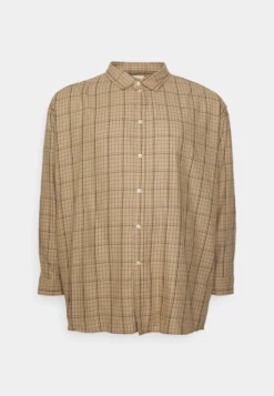 YOURTURN GENDERLESS MINI CHECK DROPPED SHOULDER FIT UNISEX - Koszula - Brown